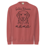 Golden Retriever Mama Mode Garment-dyed Sweatshirt . Crimson