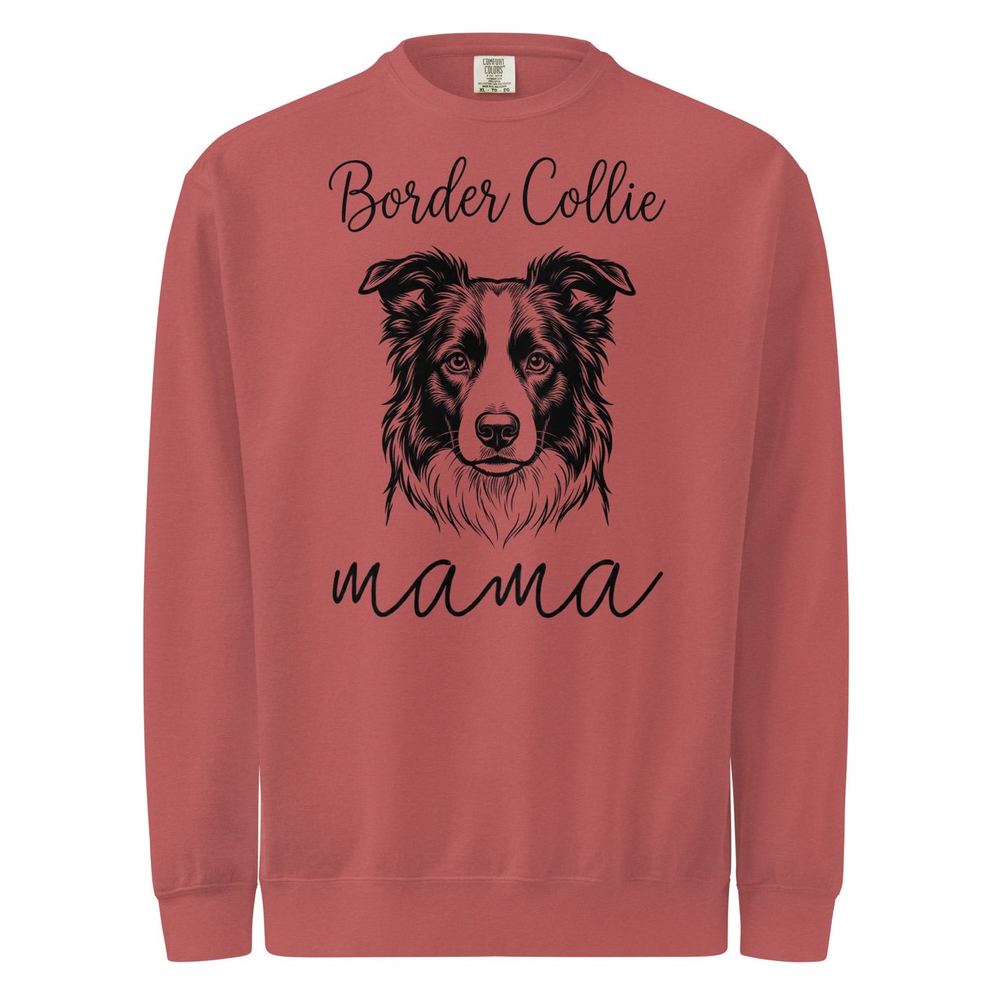 Border Collie Mama Mode Garment-dyed Sweatshirt . Crimson