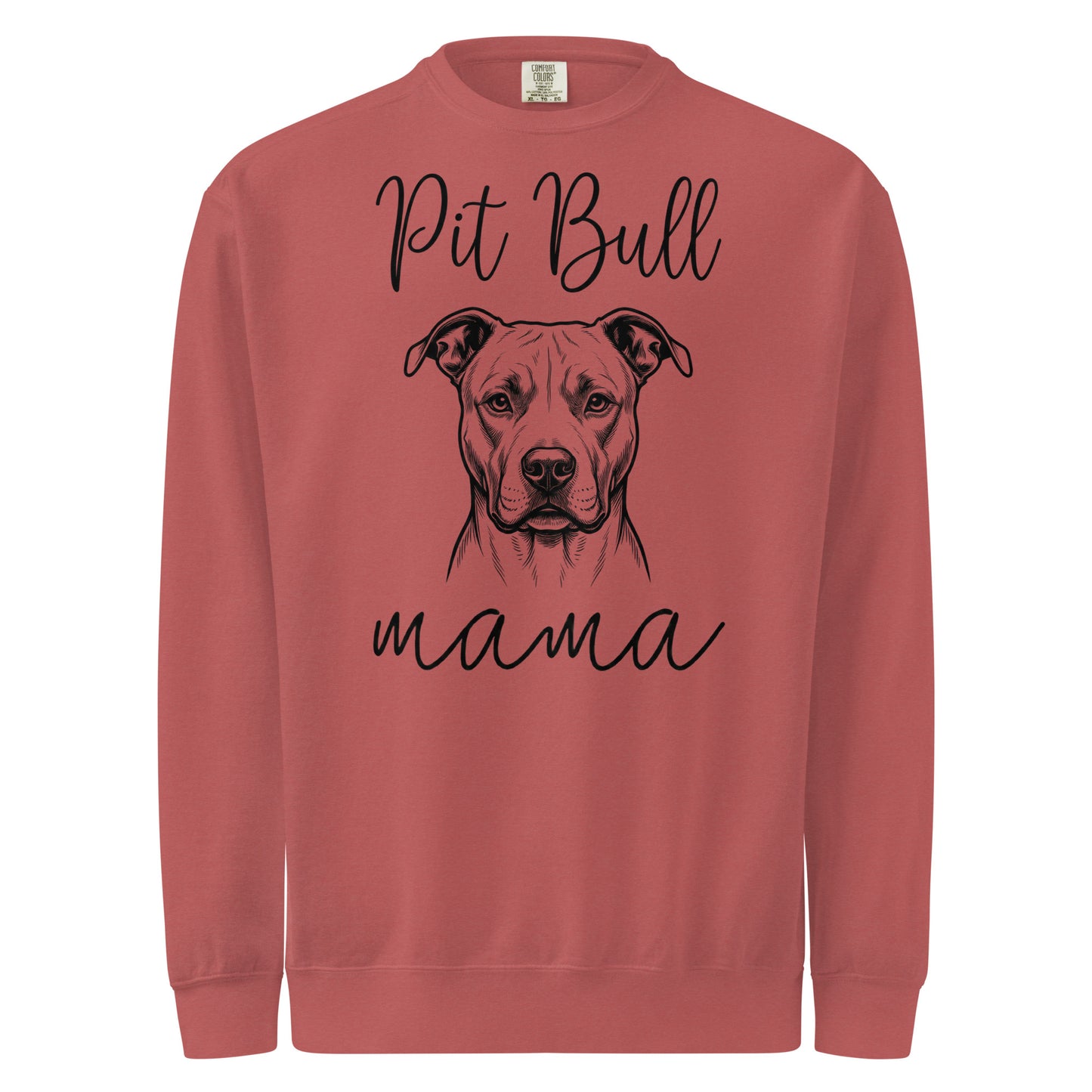 Pit Bull Mama Mode Garment-dyed Sweatshirt . Crimson