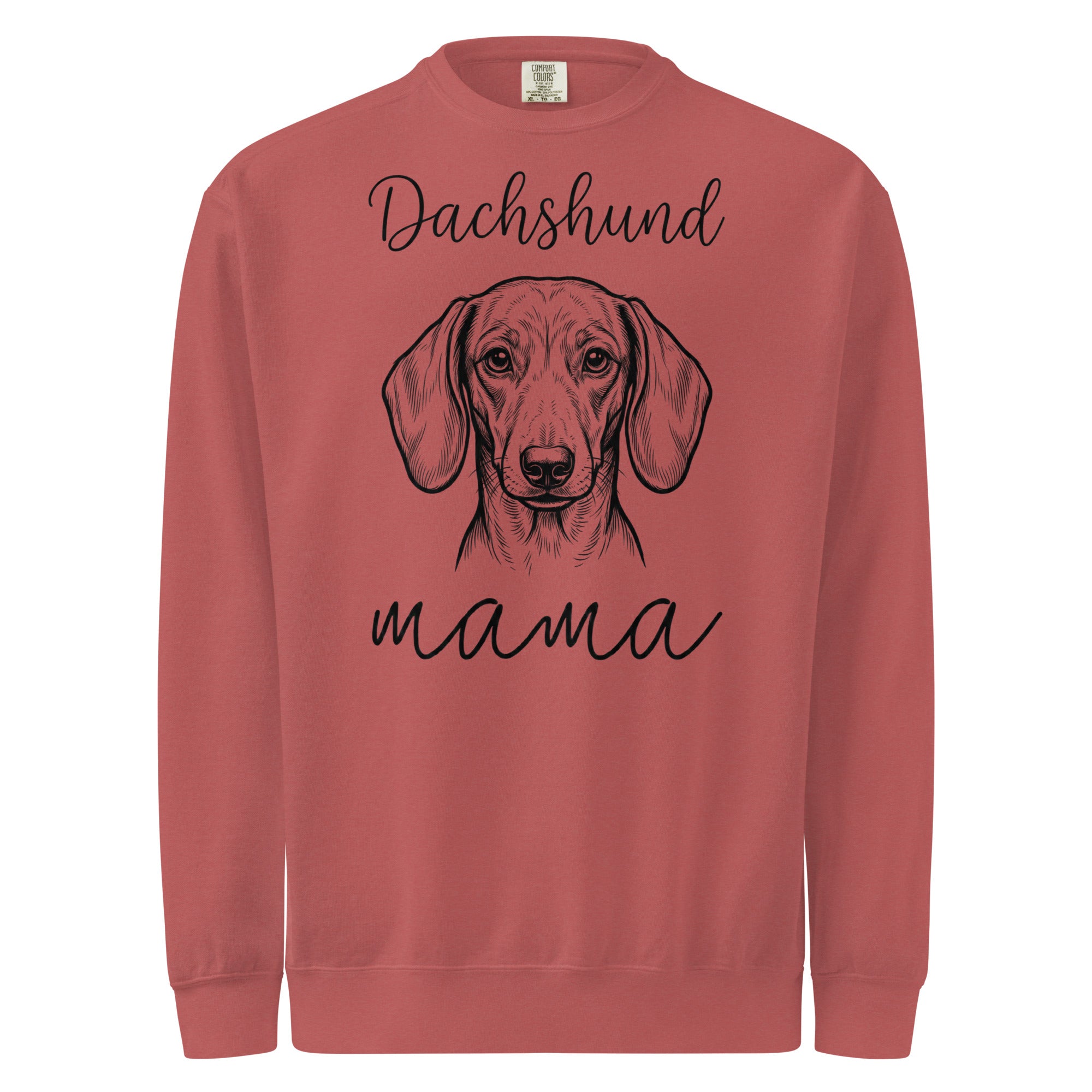 Dachshund Mama Mode Garment-dyed Sweatshirt . Crimson
