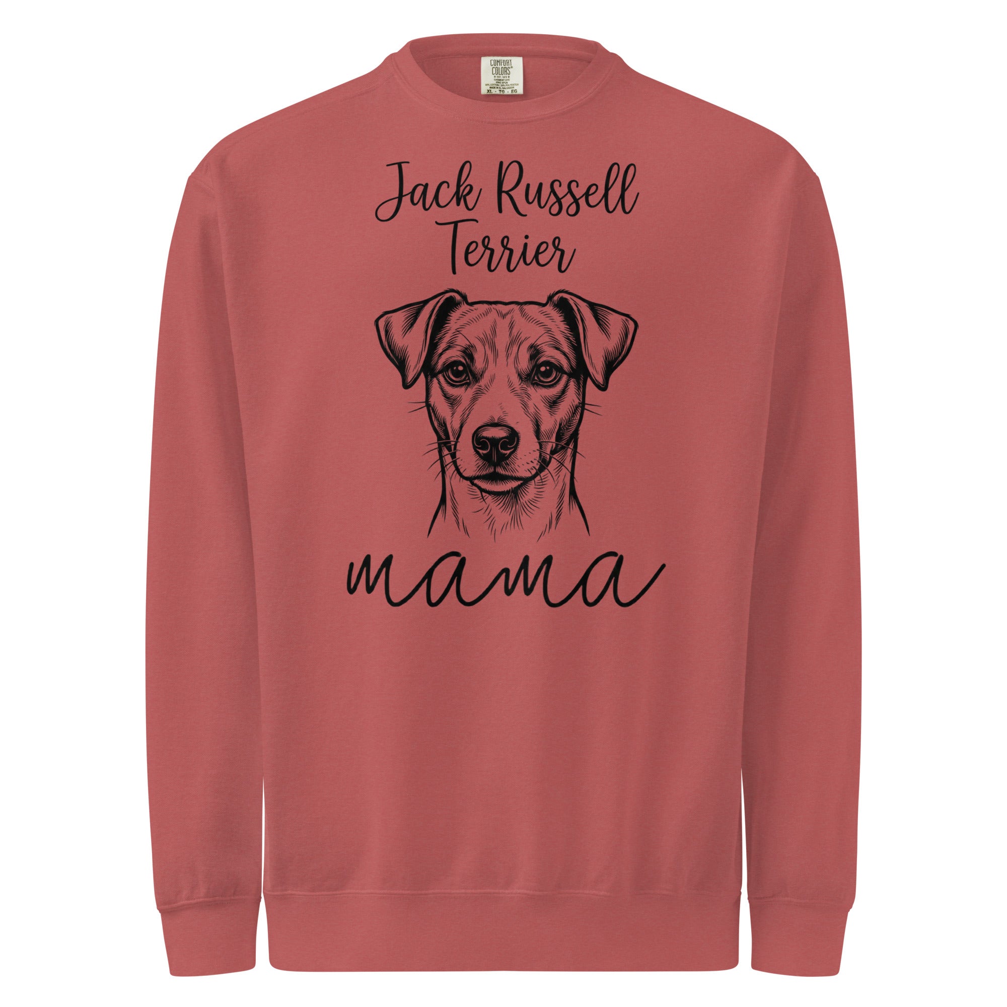 Jack Russell Terrier Mama Mode Garment-dyed Sweatshirt . Crimson
