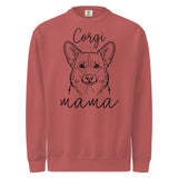 Corgi Mama Mode Garment-dyed Sweatshirt . Crimson