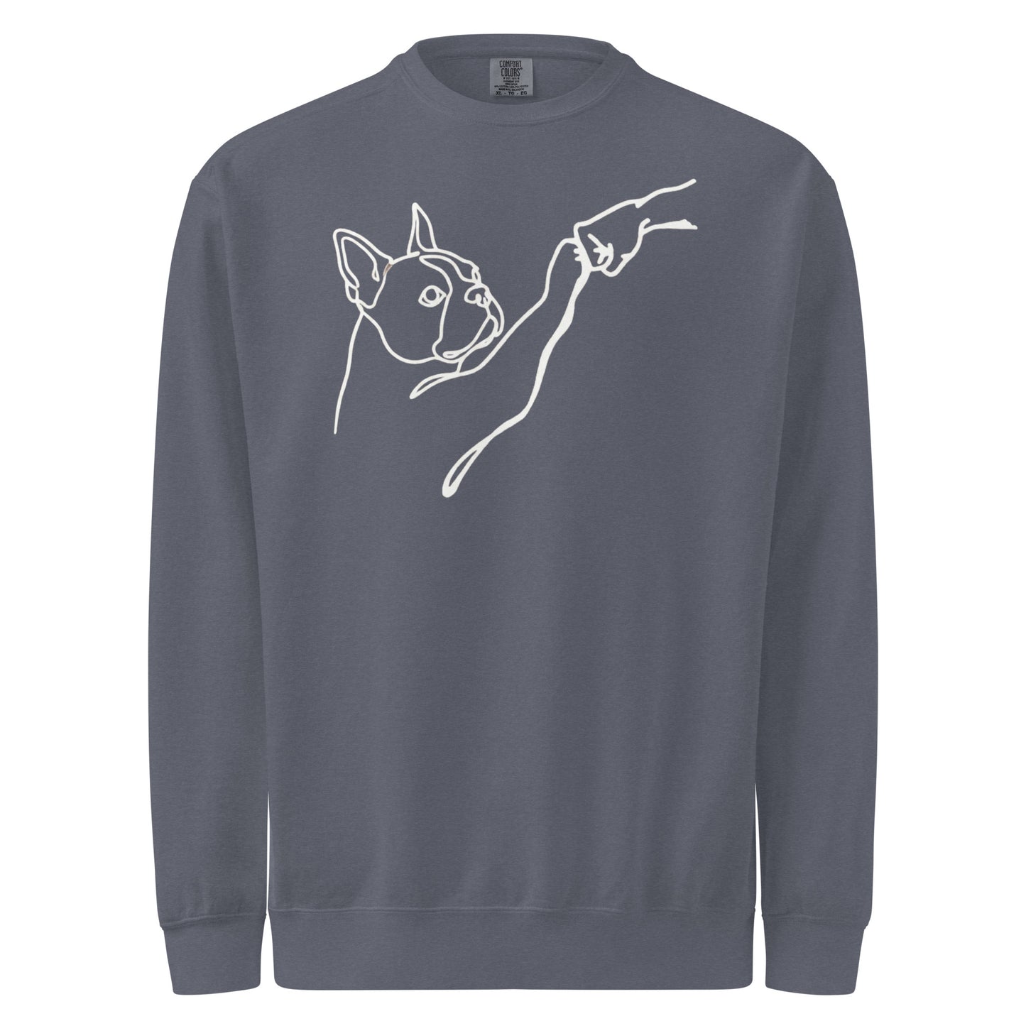 Dog Fist Bump Unisex Garment-Dyed Sweatshirt . Denim