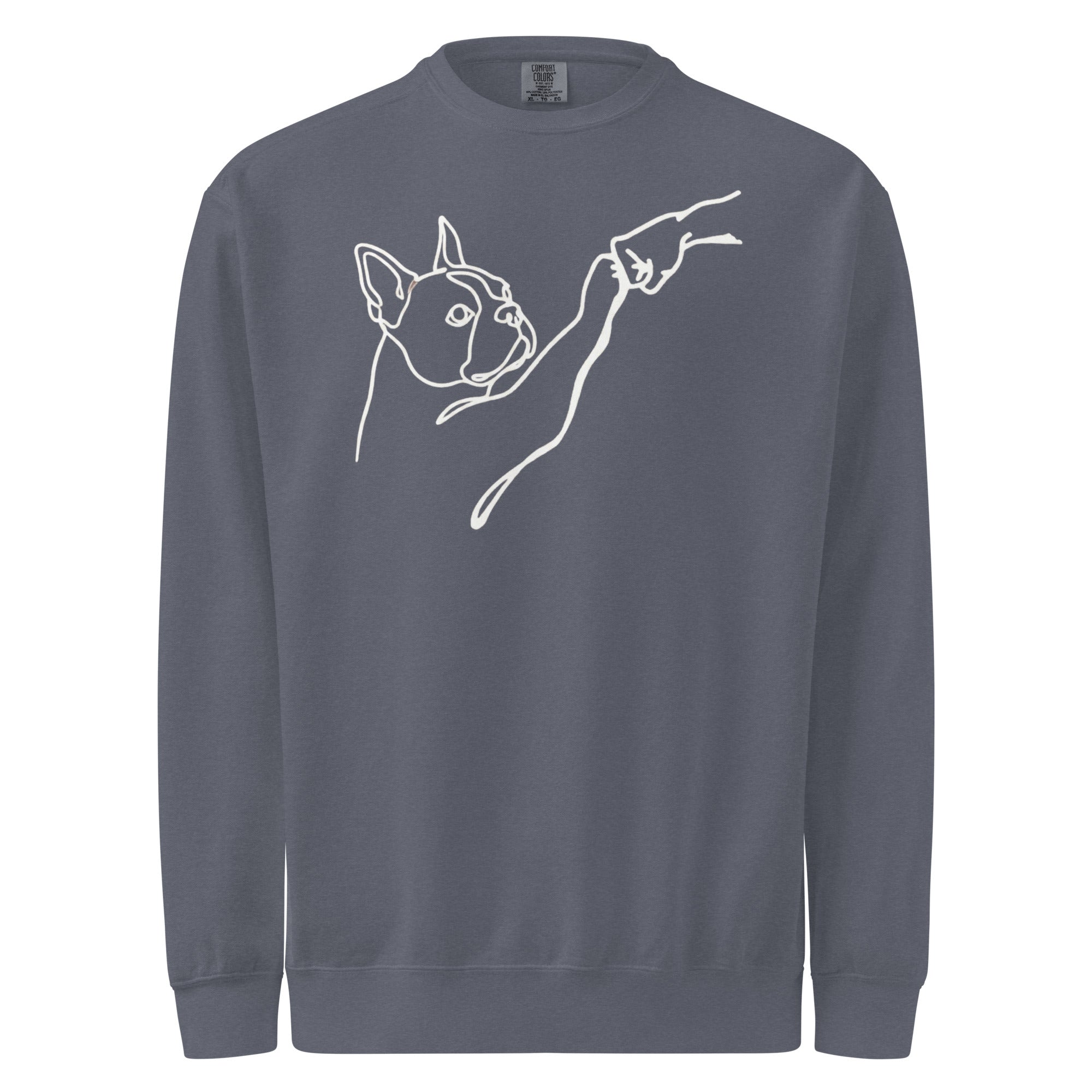 Dog Fist Bump Unisex Garment-Dyed Sweatshirt . Denim