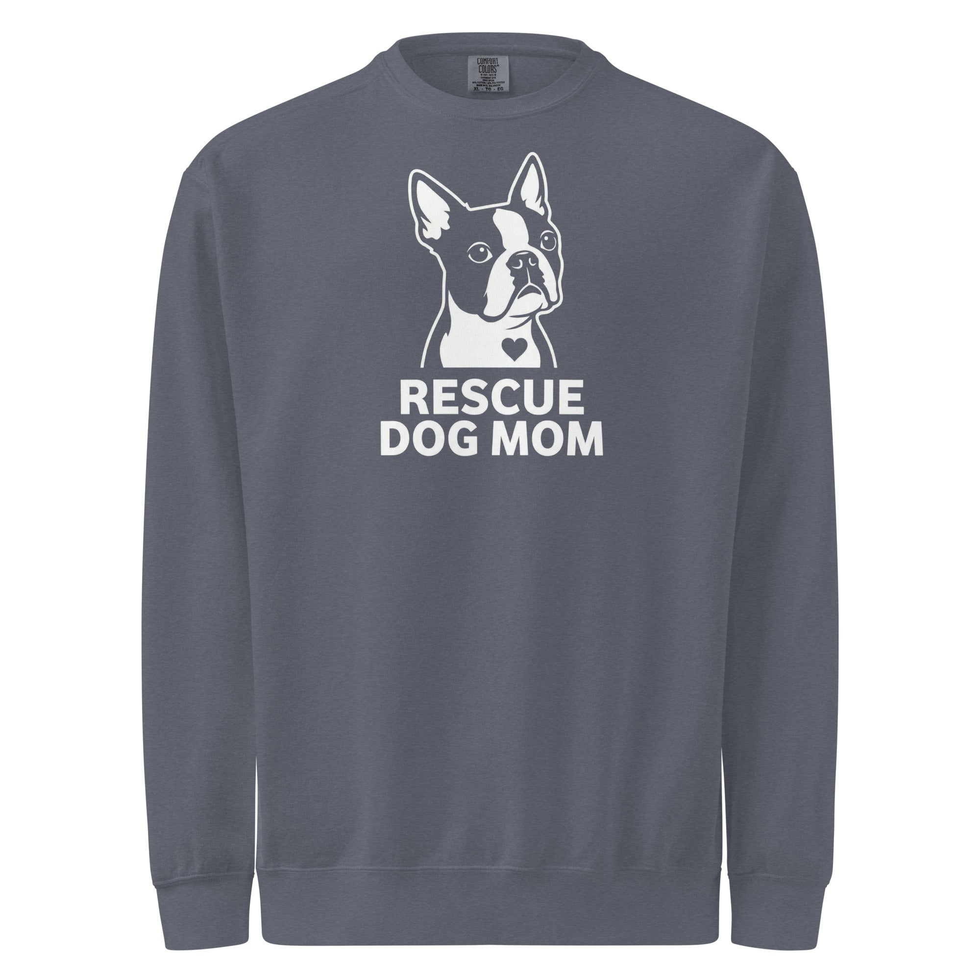 Rescue Dog Mom Garment-Dyed Sweatshirt . Denim