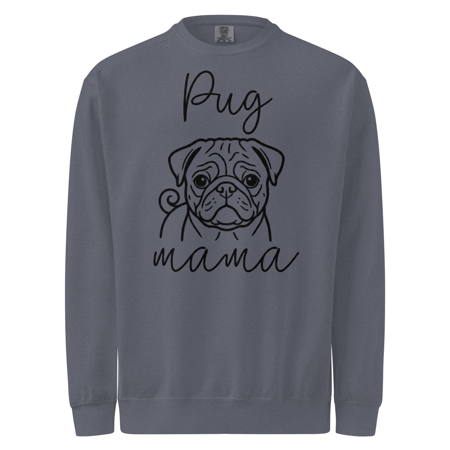 Pug Mama Mode Garment-dyed Sweatshirt . Denim