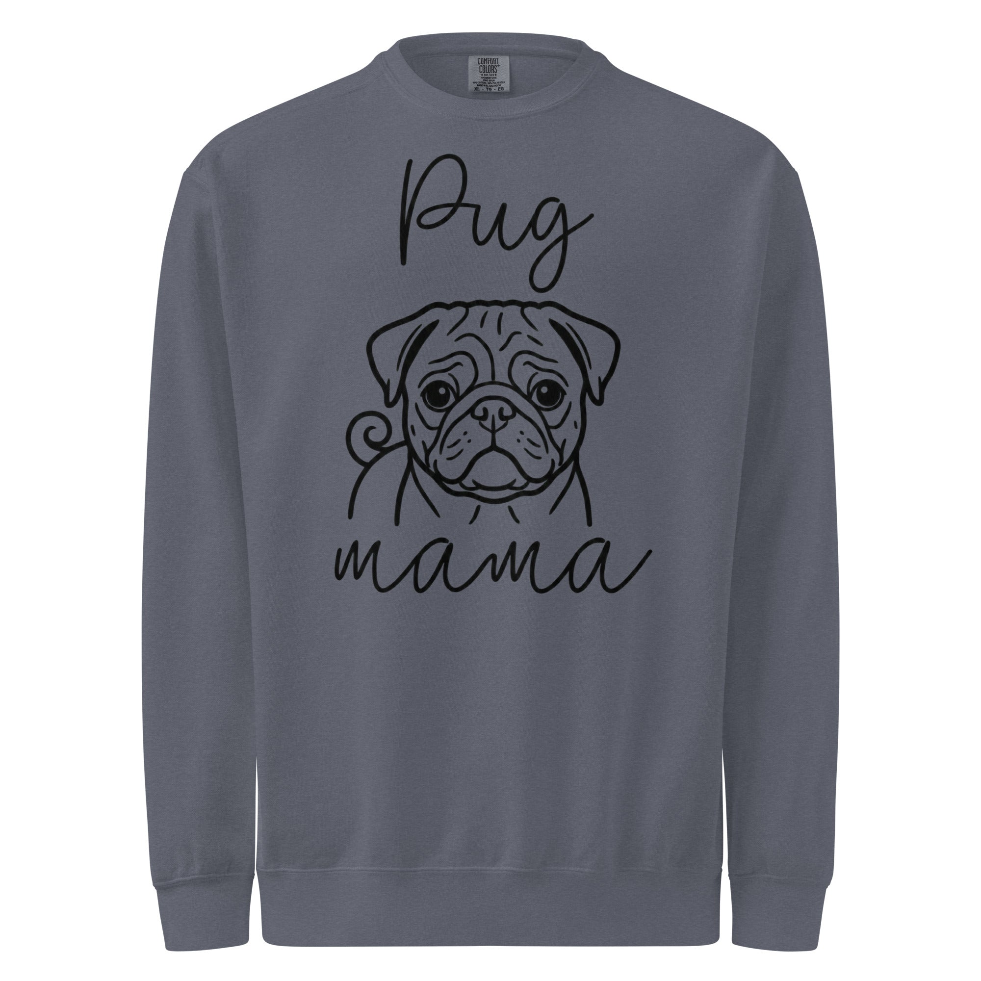 Pug Mama Mode Garment-dyed Sweatshirt . Denim