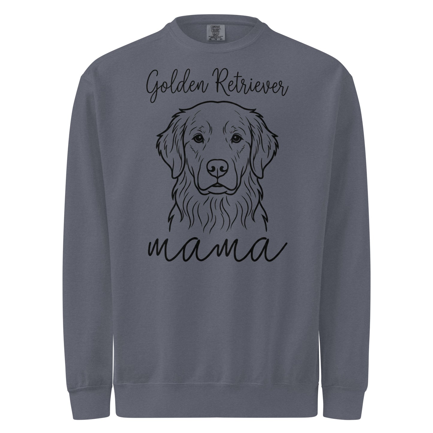 Golden Retriever Mama Mode Garment-dyed Sweatshirt . Denim