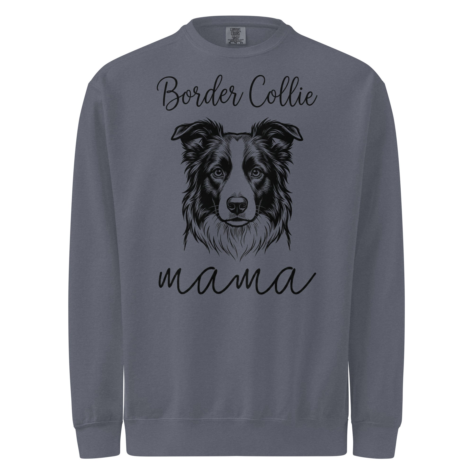 Border Collie Mama Mode Garment-dyed Sweatshirt . Denim