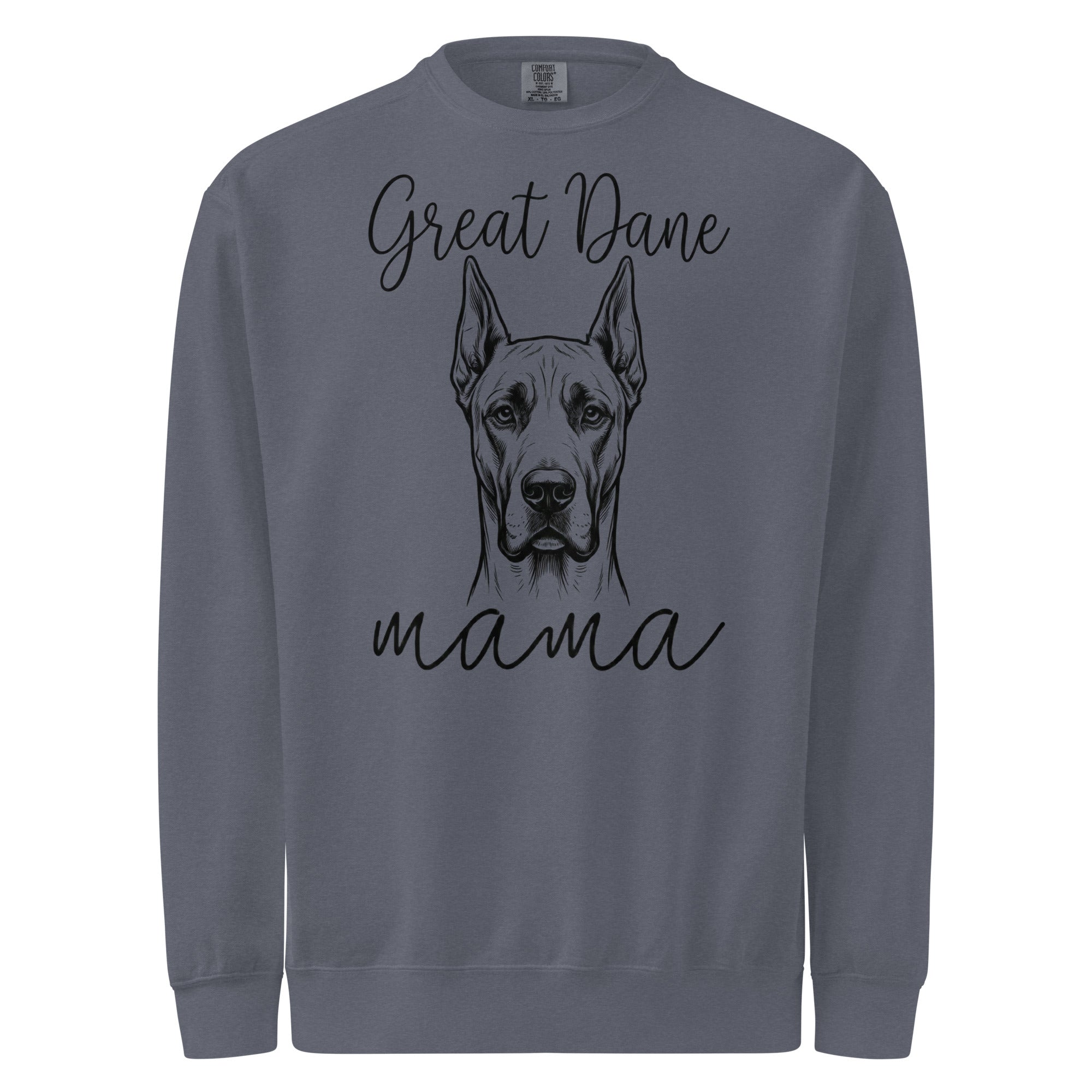 Great Dane Mama Mode Garment-dyed Sweatshirt . Denim