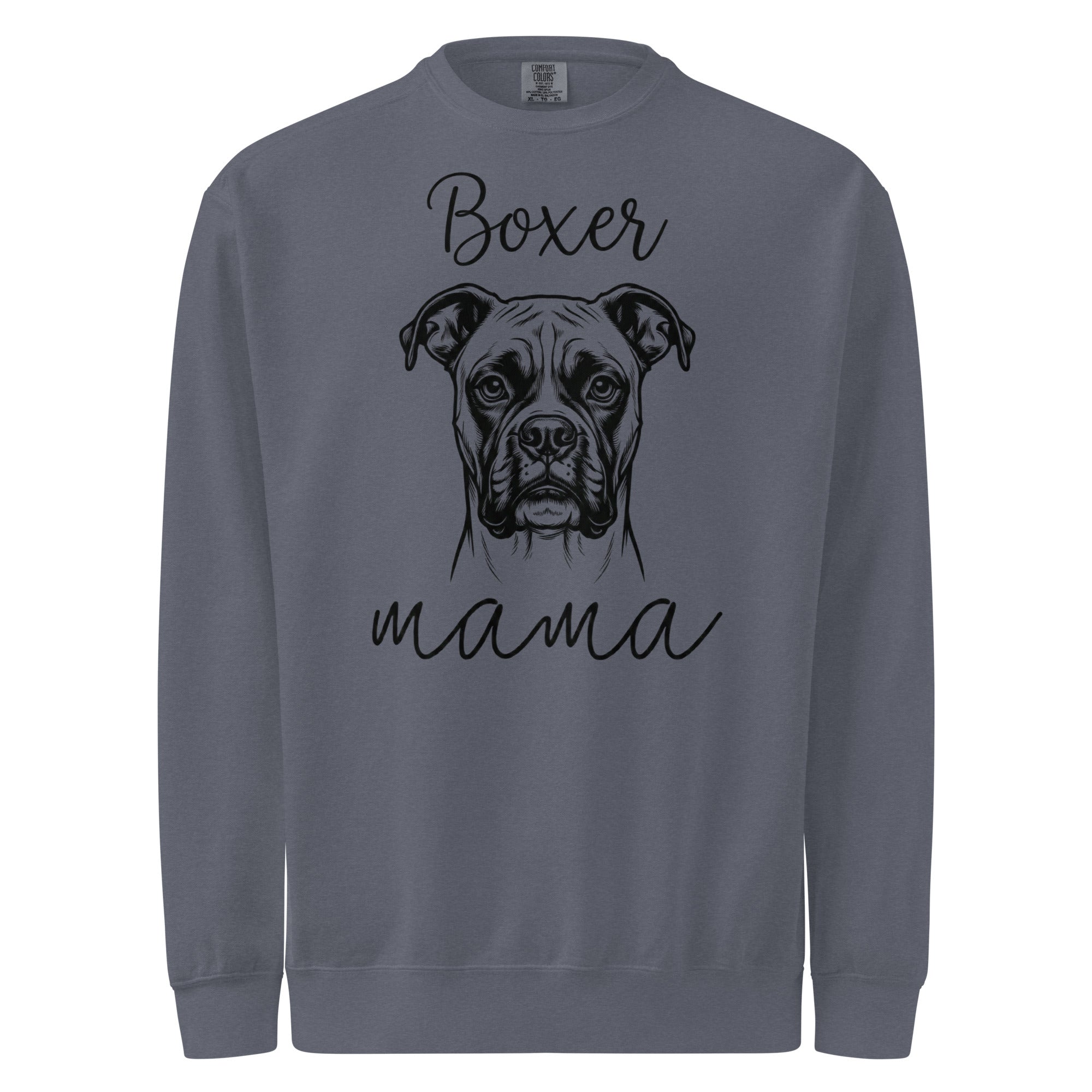 Boxer Mama Mode Garment-dyed Sweatshirt . Denim