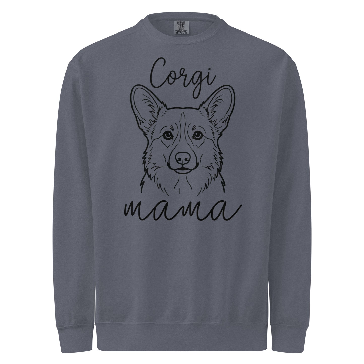 Corgi Mama Mode Garment-dyed Sweatshirt . Denim
