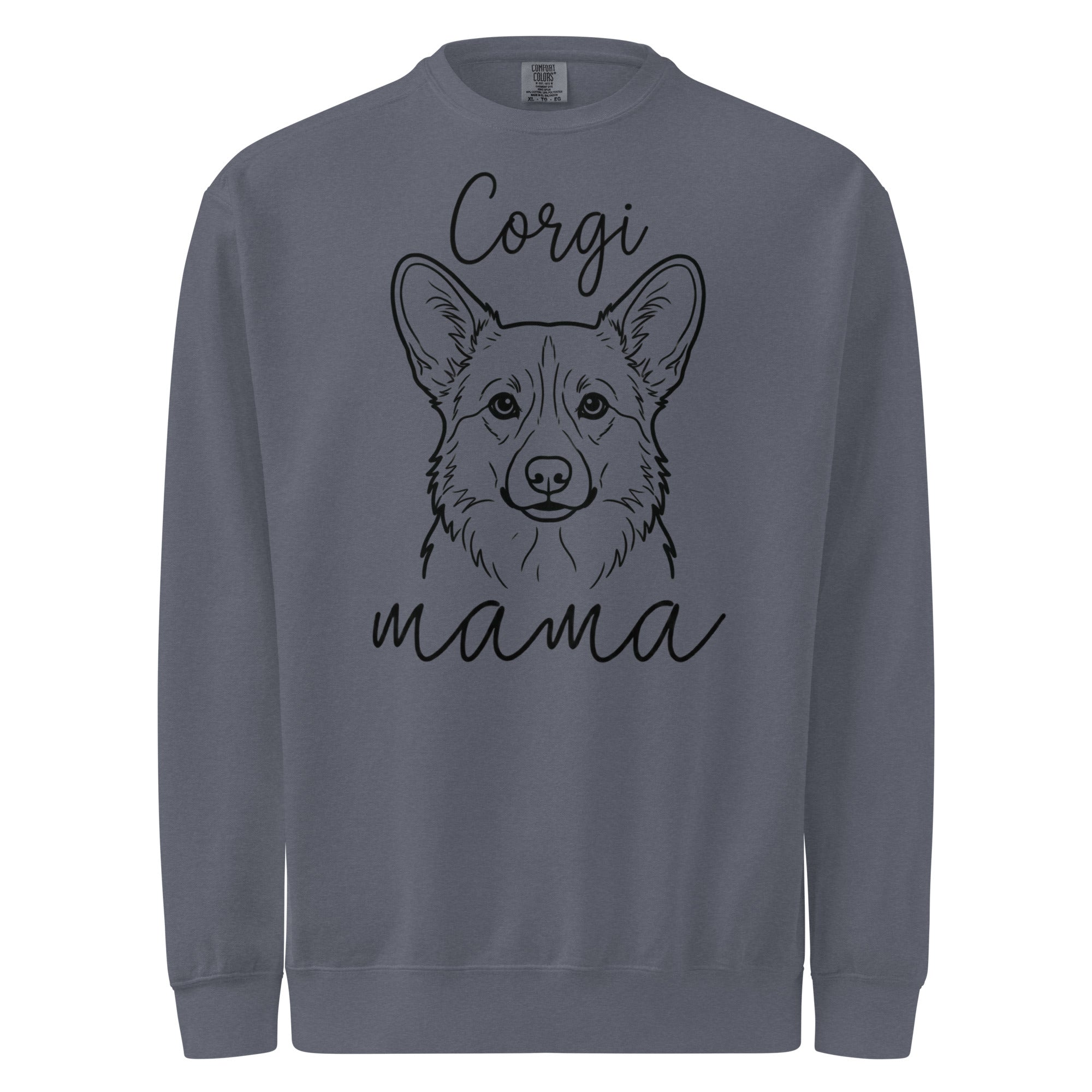 Corgi Mama Mode Garment-dyed Sweatshirt . Denim