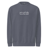 Just A Girl Who Loves Her German Shepherd GSD Garment-dyed Sweatshirt . Denim
