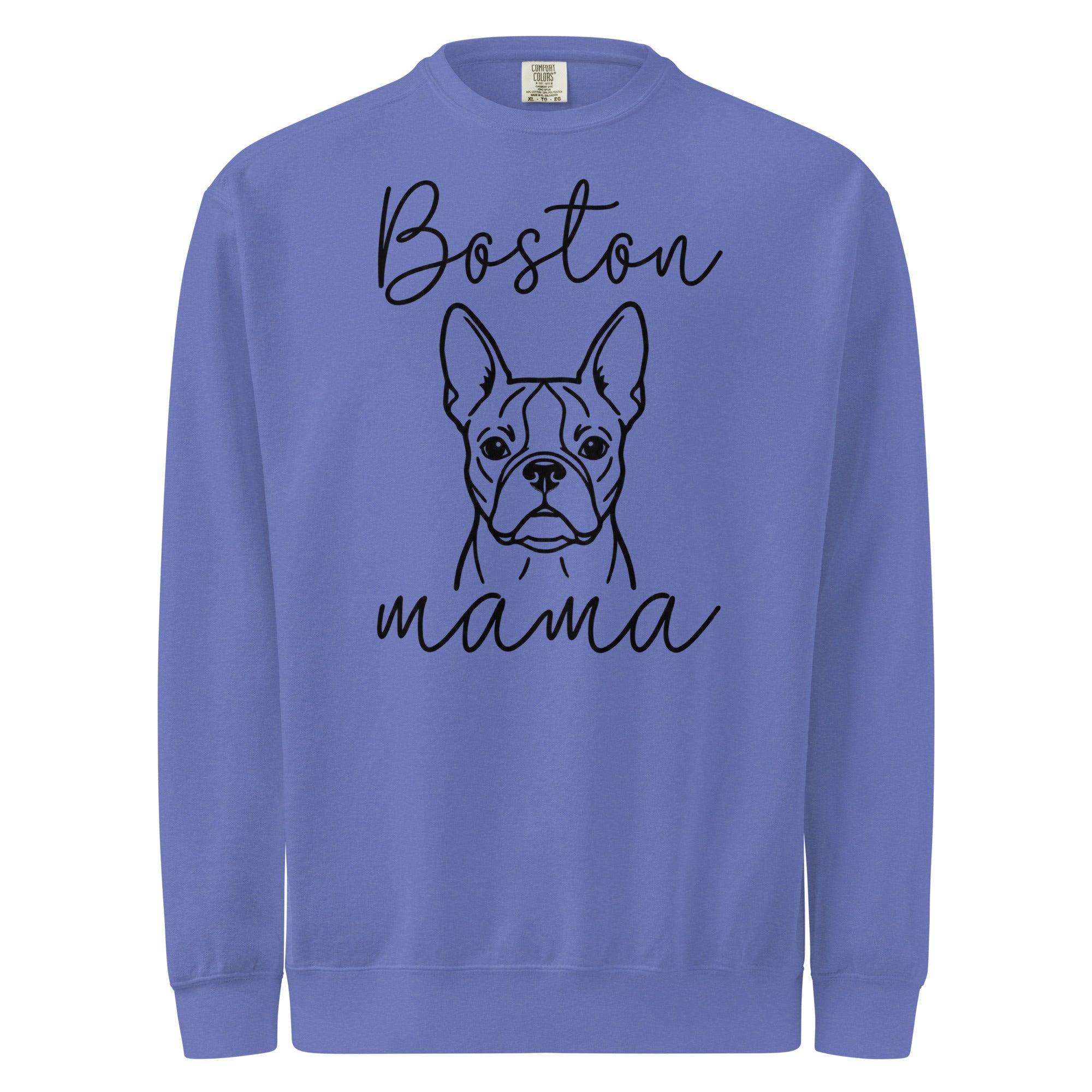 Boston Mama Mode Garment-Dyed Sweatshirt . Flo Blue