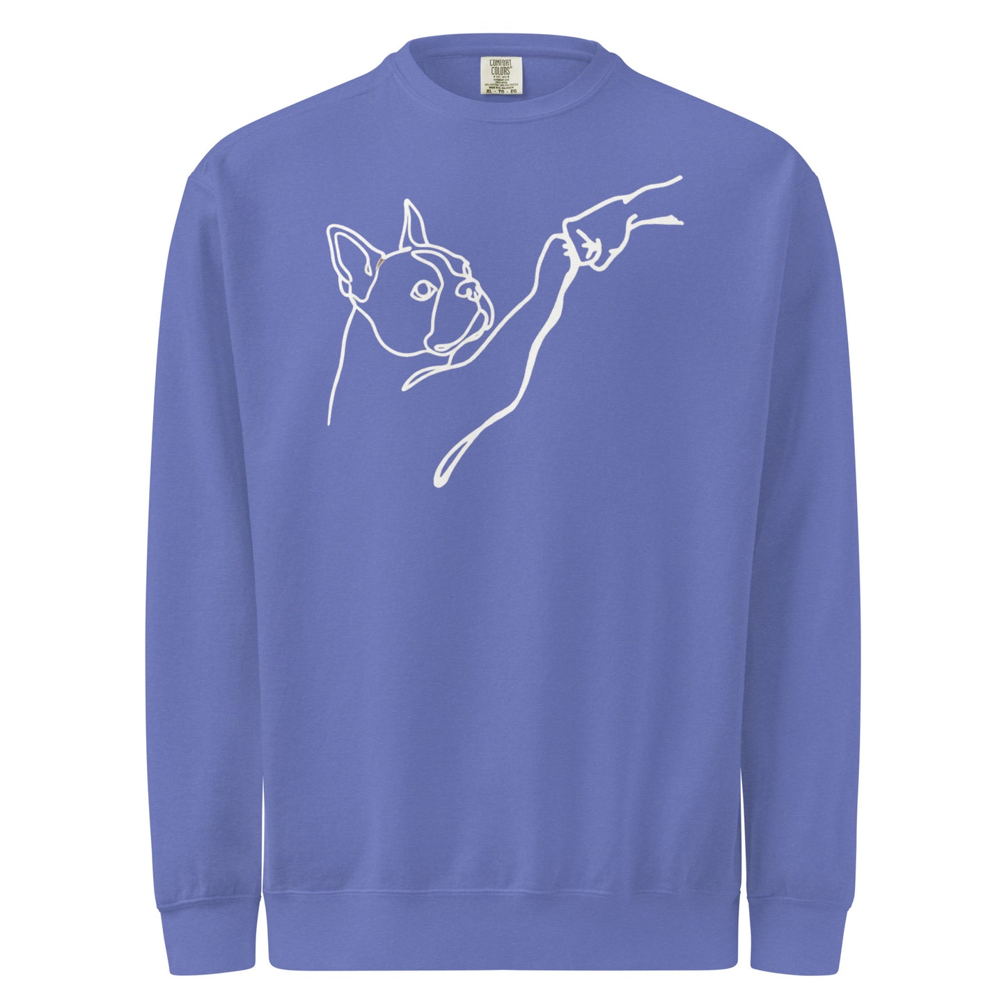 Dog Fist Bump Unisex Garment-Dyed Sweatshirt . Flo Blue