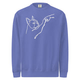 Dog Fist Bump Unisex Garment-Dyed Sweatshirt . Flo Blue