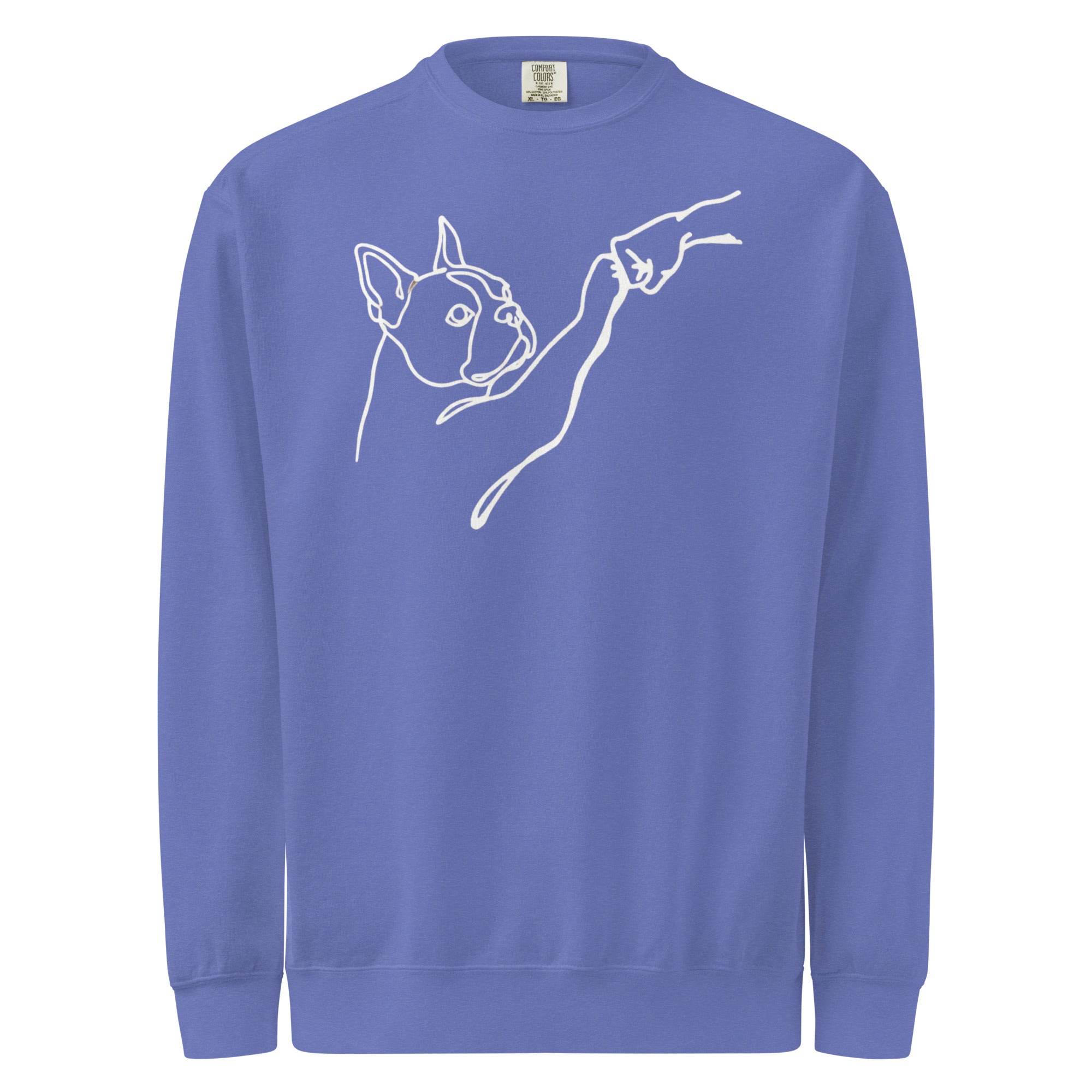 Dog Fist Bump Unisex Garment-Dyed Sweatshirt . Flo Blue
