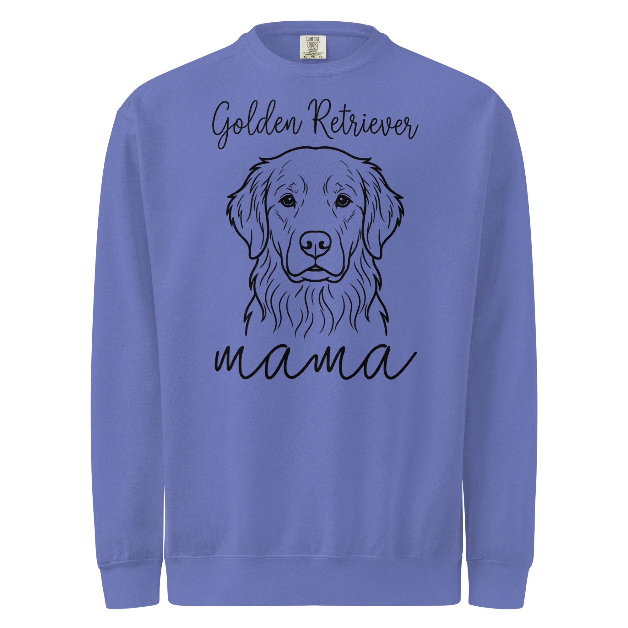 Golden Retriever Mama Mode Garment-dyed Sweatshirt . Flo Blue