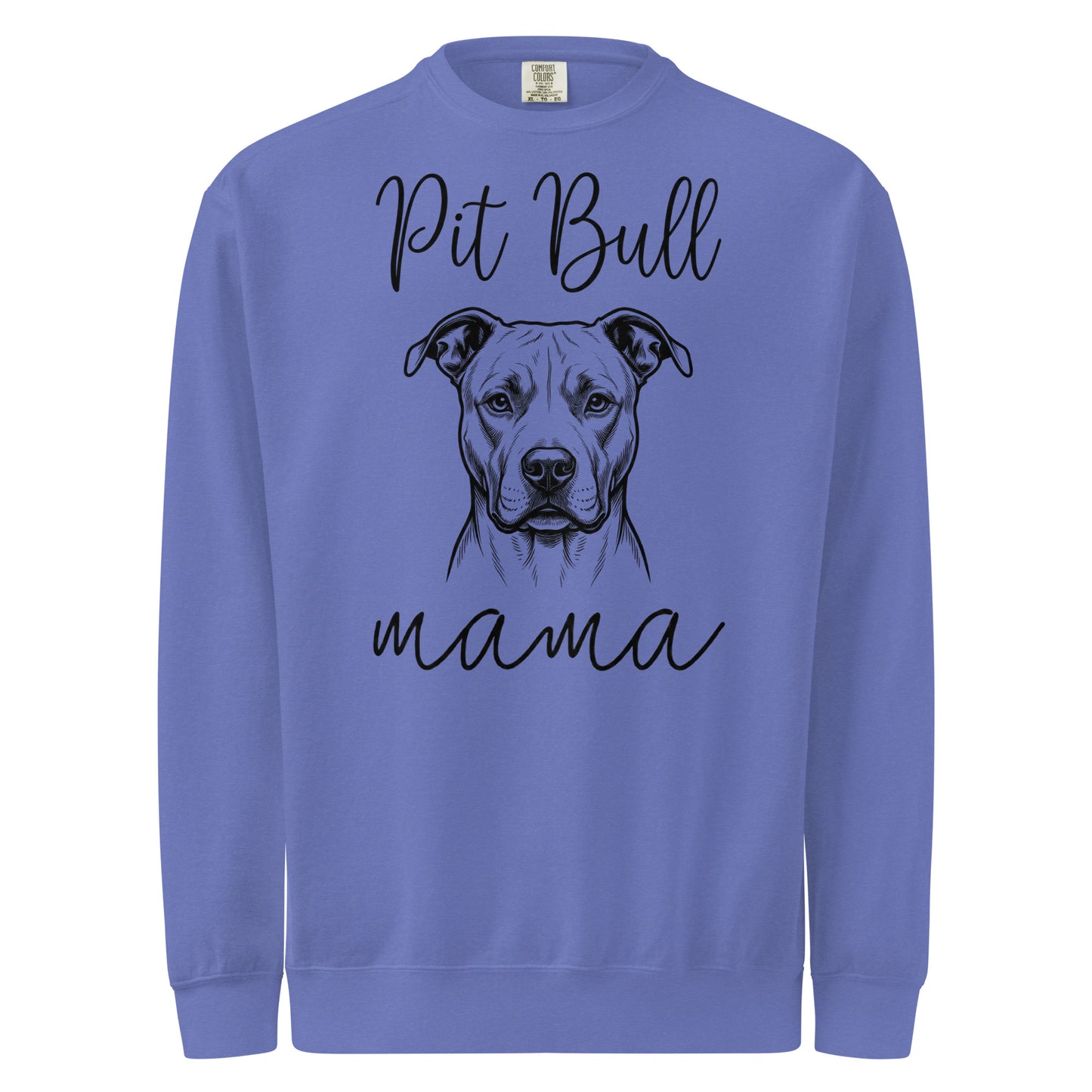 Pit Bull Mama Mode Garment-dyed Sweatshirt . Flo Blue