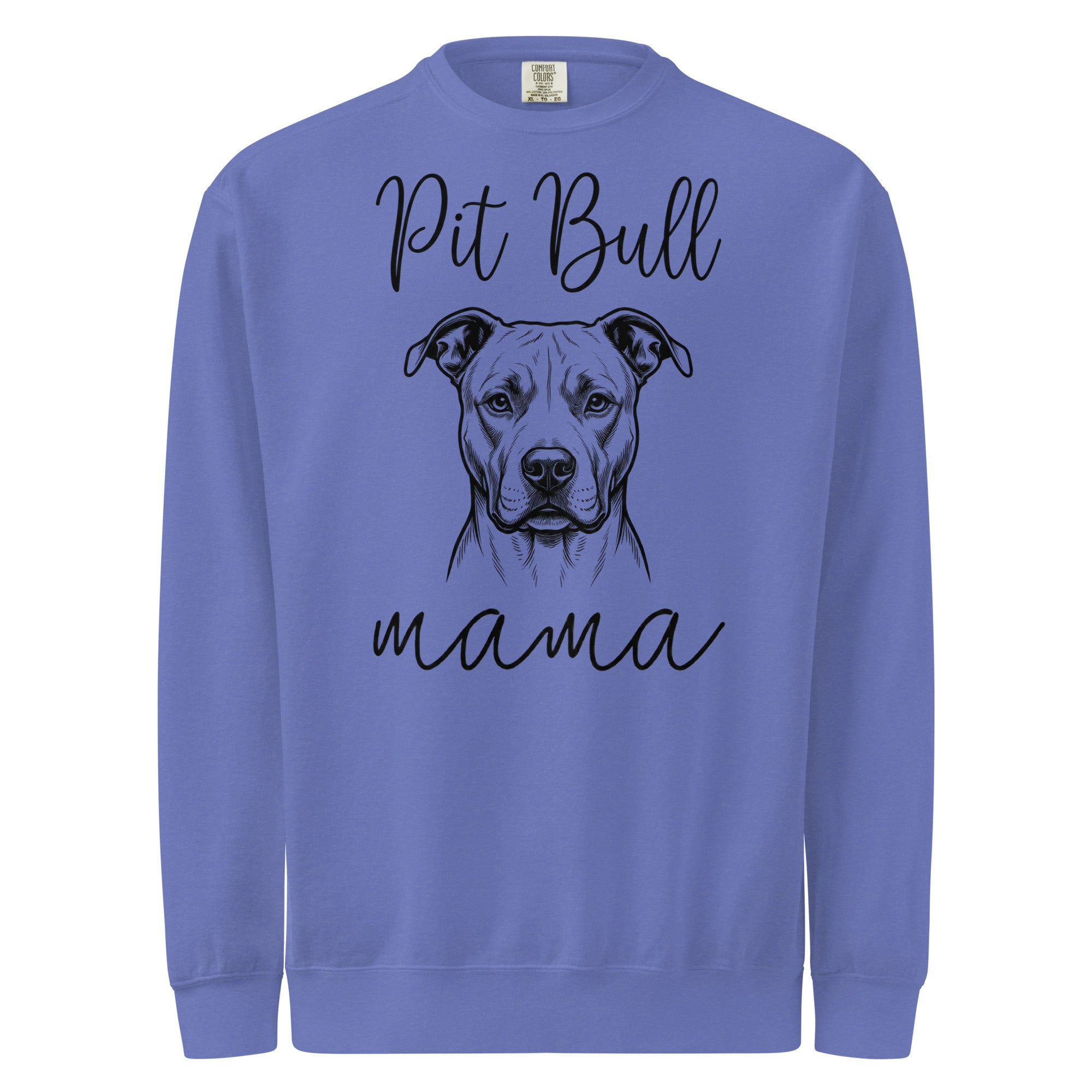 Pit Bull Mama Mode Garment-dyed Sweatshirt . Flo Blue