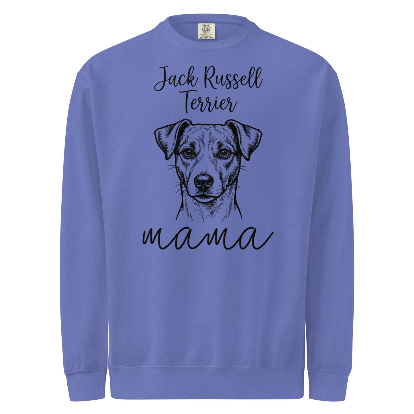 Jack Russell Terrier Mama Mode Garment-dyed Sweatshirt . Flo Blue