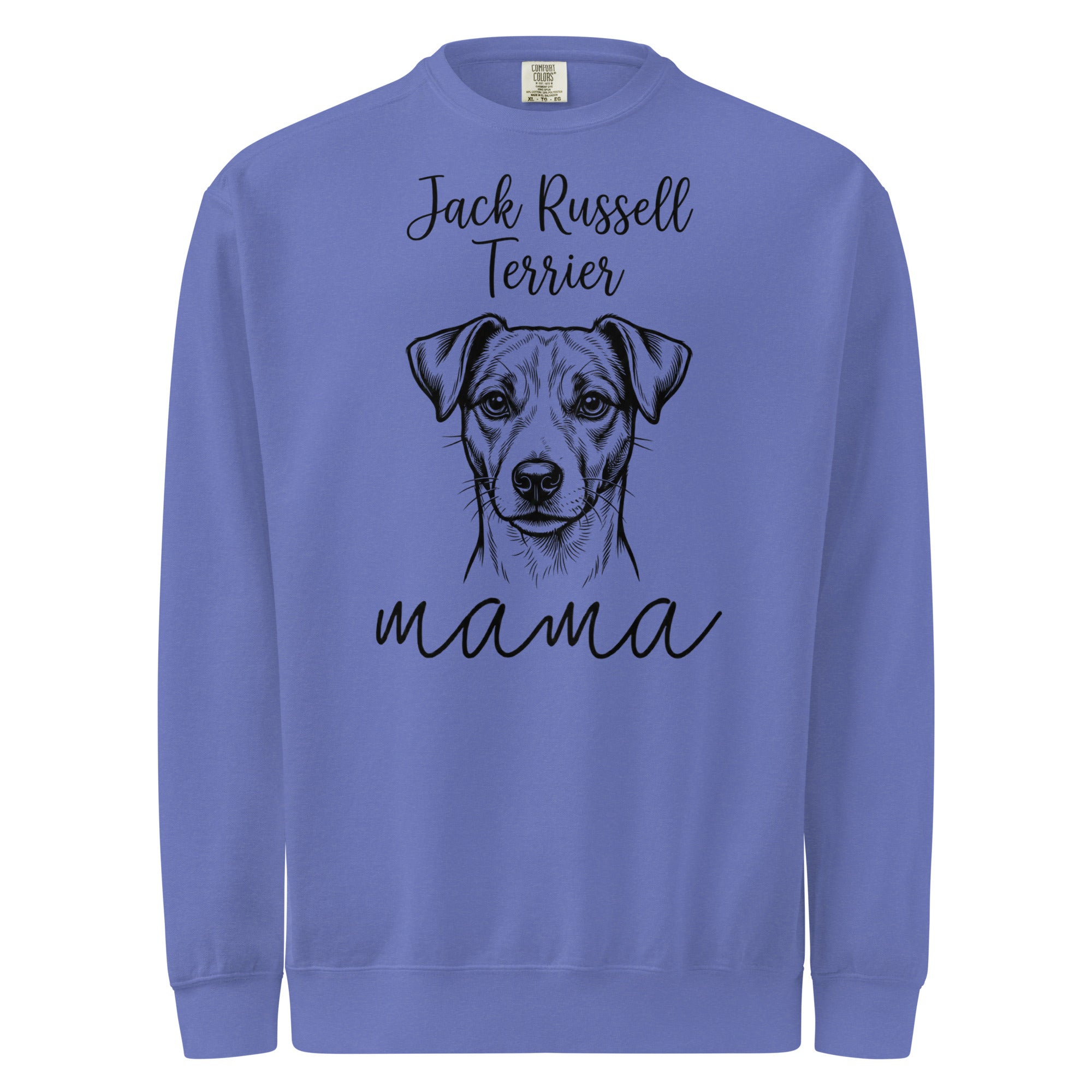 Jack Russell Terrier Mama Mode Garment-dyed Sweatshirt . Flo Blue