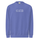Just A Girl Who Loves Her German Shepherd GSD Garment-dyed Sweatshirt . Flo Blue
