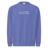 Just A Girl Who Loves Her Jack Russell Terrier Garment-dyed Sweatshirt . Flo Blue