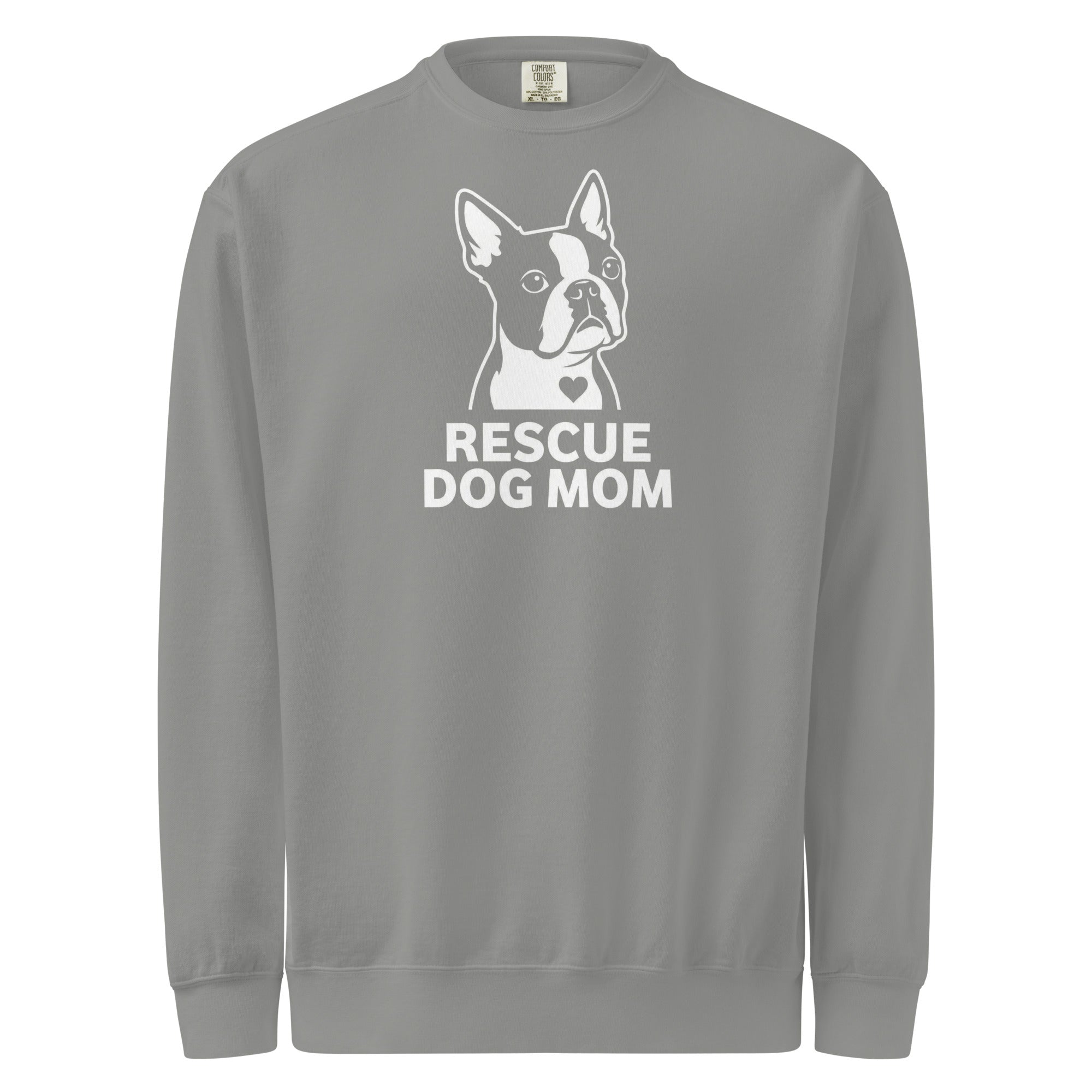 Rescue Dog Mom Garment-Dyed Sweatshirt . Grey