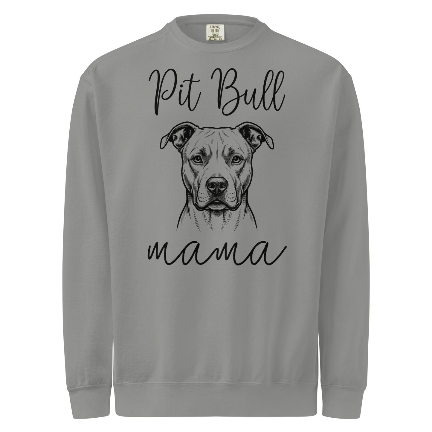 Pit Bull Mama Mode Garment-dyed Sweatshirt . Grey