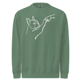Dog Fist Bump Unisex Garment-Dyed Sweatshirt . Light Green