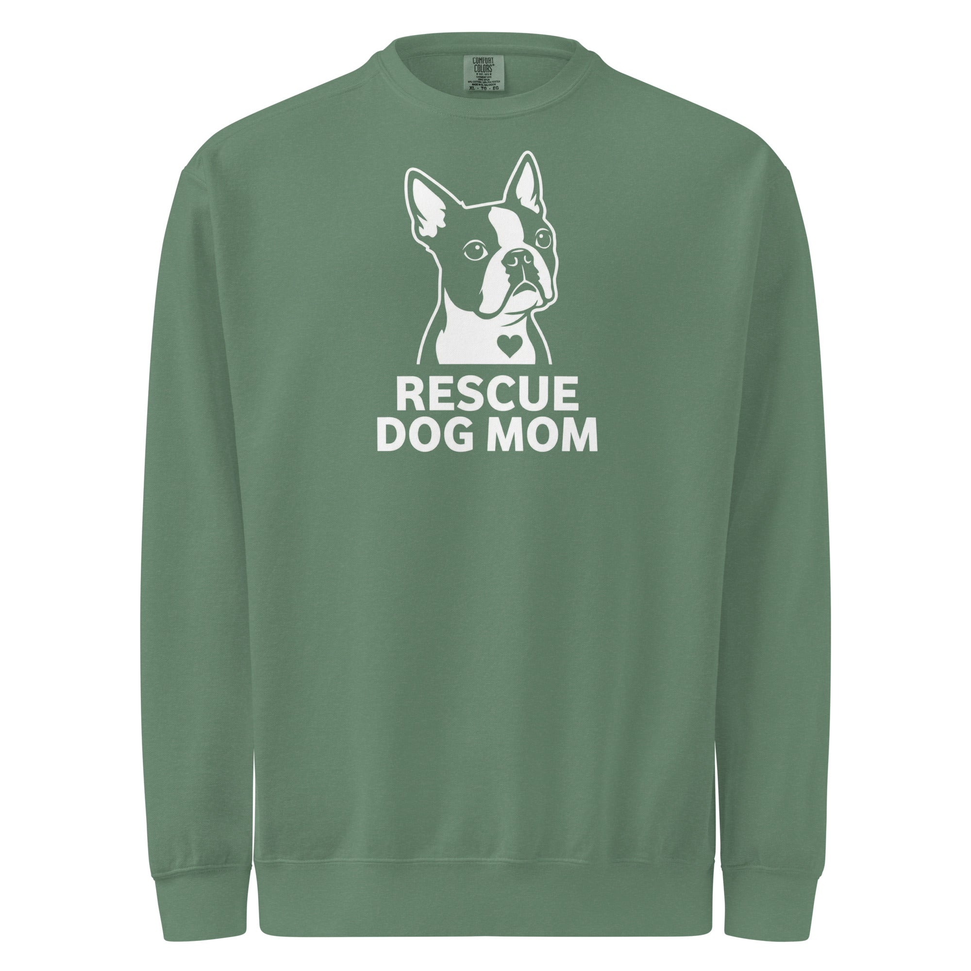 Rescue Dog Mom Garment-Dyed Sweatshirt . Light Green
