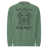 Golden Retriever Mama Mode Garment-dyed Sweatshirt . Light Green