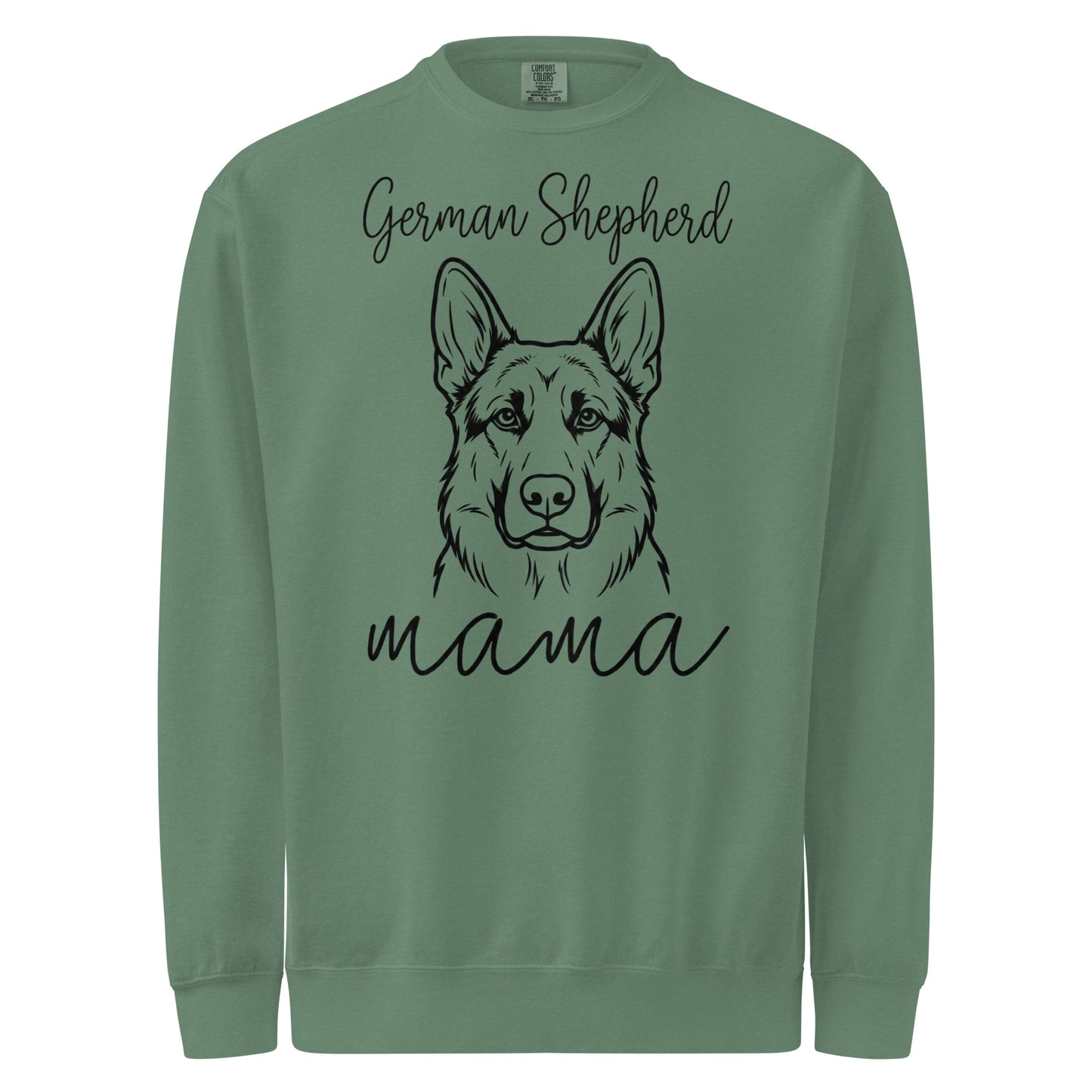 German Shepherd Mama Mode Garment-dyed Sweatshirt . Light Green