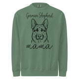 German Shepherd Mama Mode Garment-dyed Sweatshirt . Light Green