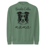 Border Collie Mama Mode Garment-dyed Sweatshirt . Light Green