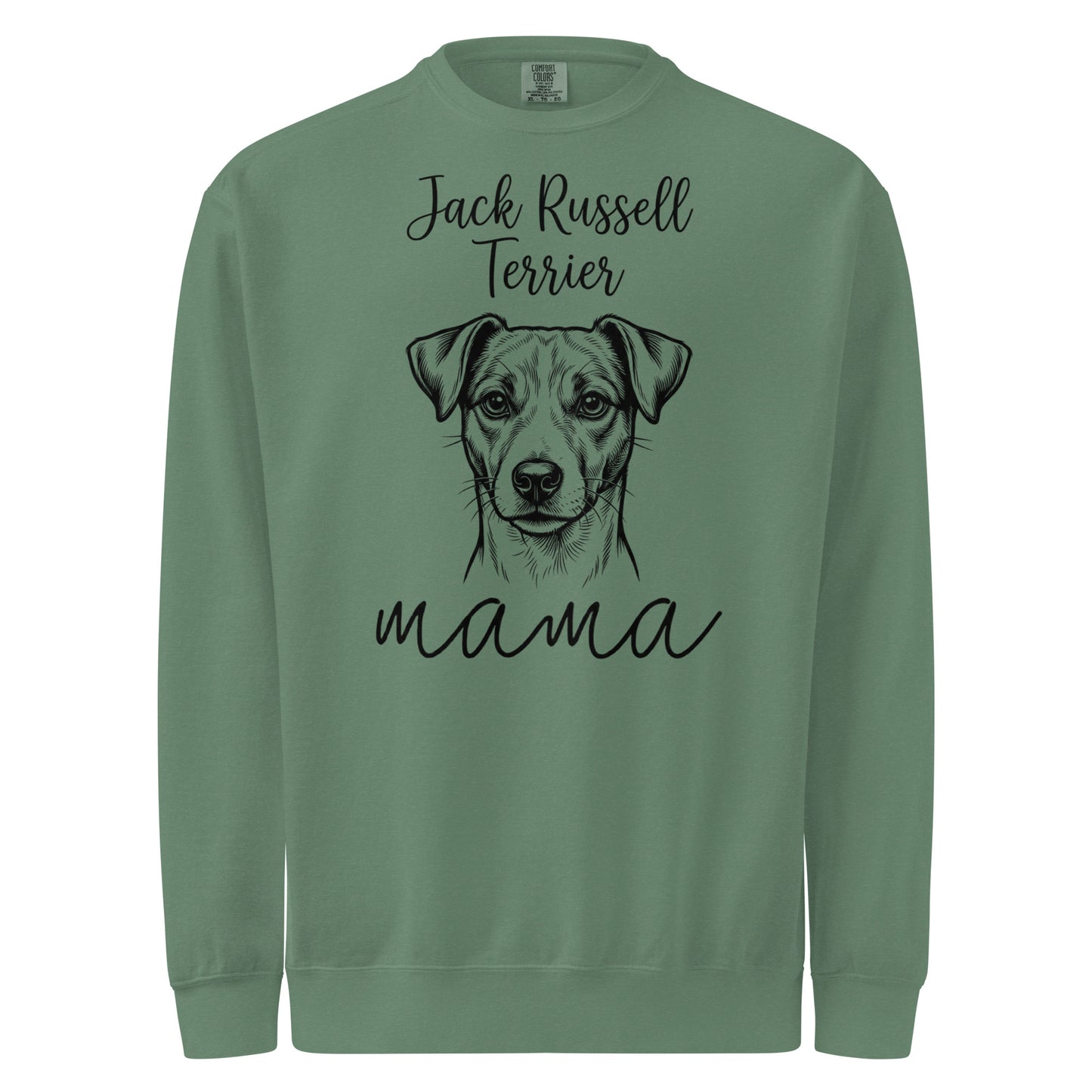 Jack Russell Terrier Mama Mode Garment-dyed Sweatshirt . Light Green