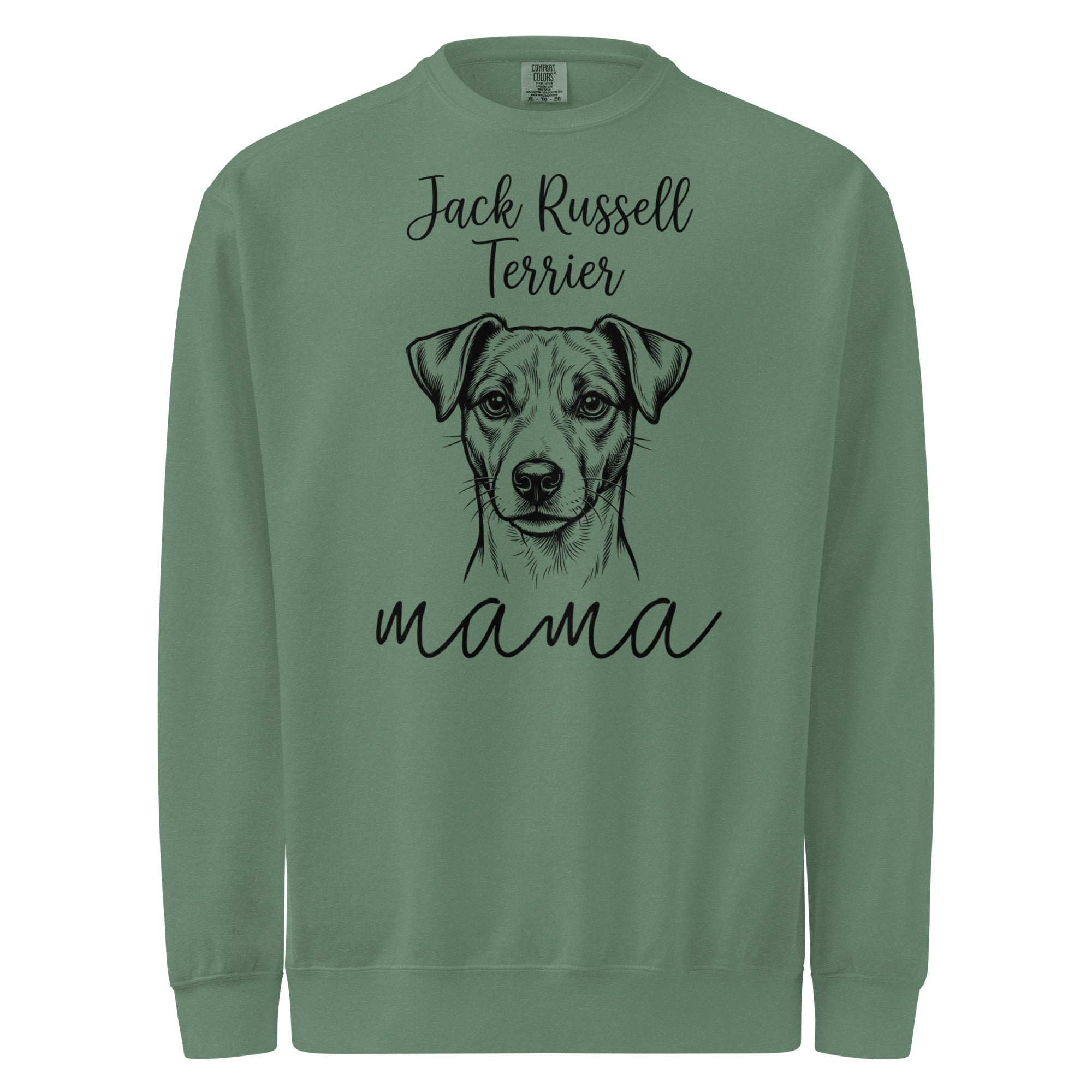 Jack Russell Terrier Mama Mode Garment-dyed Sweatshirt . Light Green