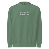 Just A Girl Who Loves Her German Shepherd GSD Garment-dyed Sweatshirt . Light Green