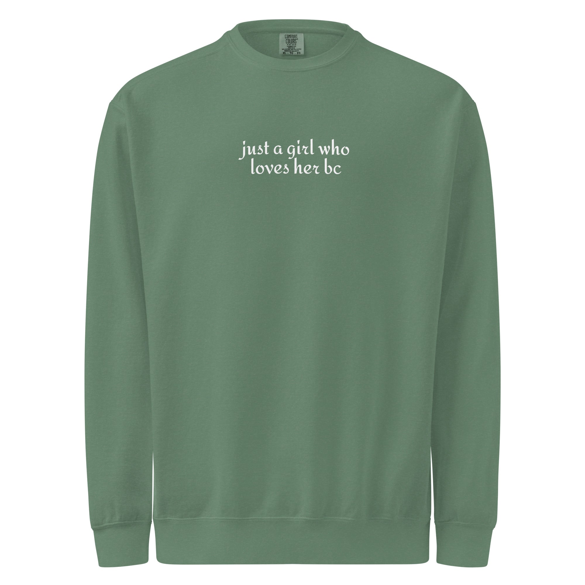 Just A Girl Who Loves Her Border Collie BC Garment-dyed Sweatshirt . Light Green