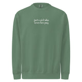 Just A Girl Who Loves Her Pug Garment-dyed Sweatshirt . Light Green