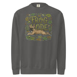 Frog Mode French Bulldog Unisex Garment-dyed Sweatshirt . Pepper