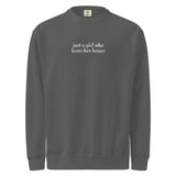 Just A Girl Who Loves Her Boxer Garment-dyed Sweatshirt . Pepper