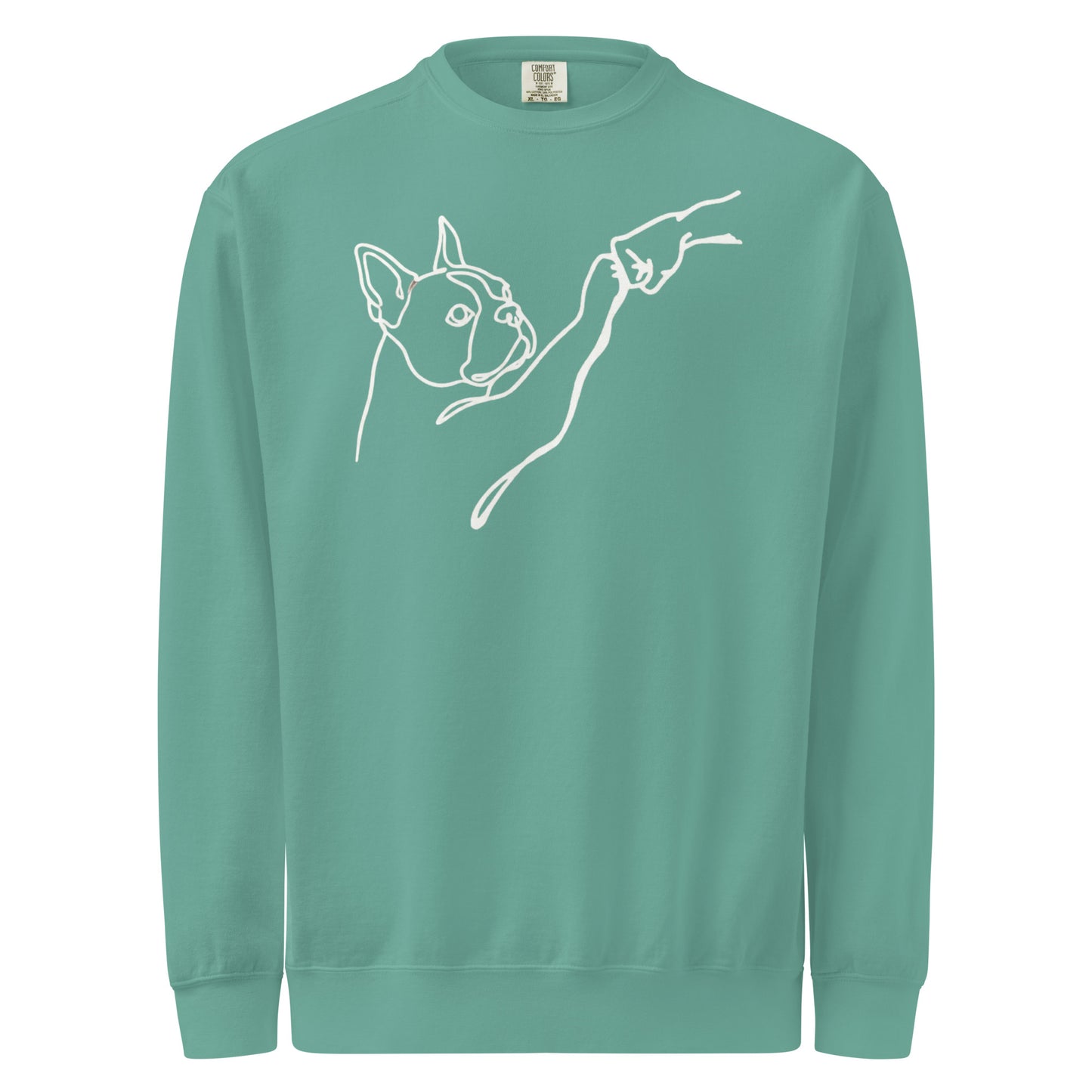 Dog Fist Bump Unisex Garment-Dyed Sweatshirt . Seafoam