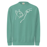 Dog Fist Bump Unisex Garment-Dyed Sweatshirt . Seafoam