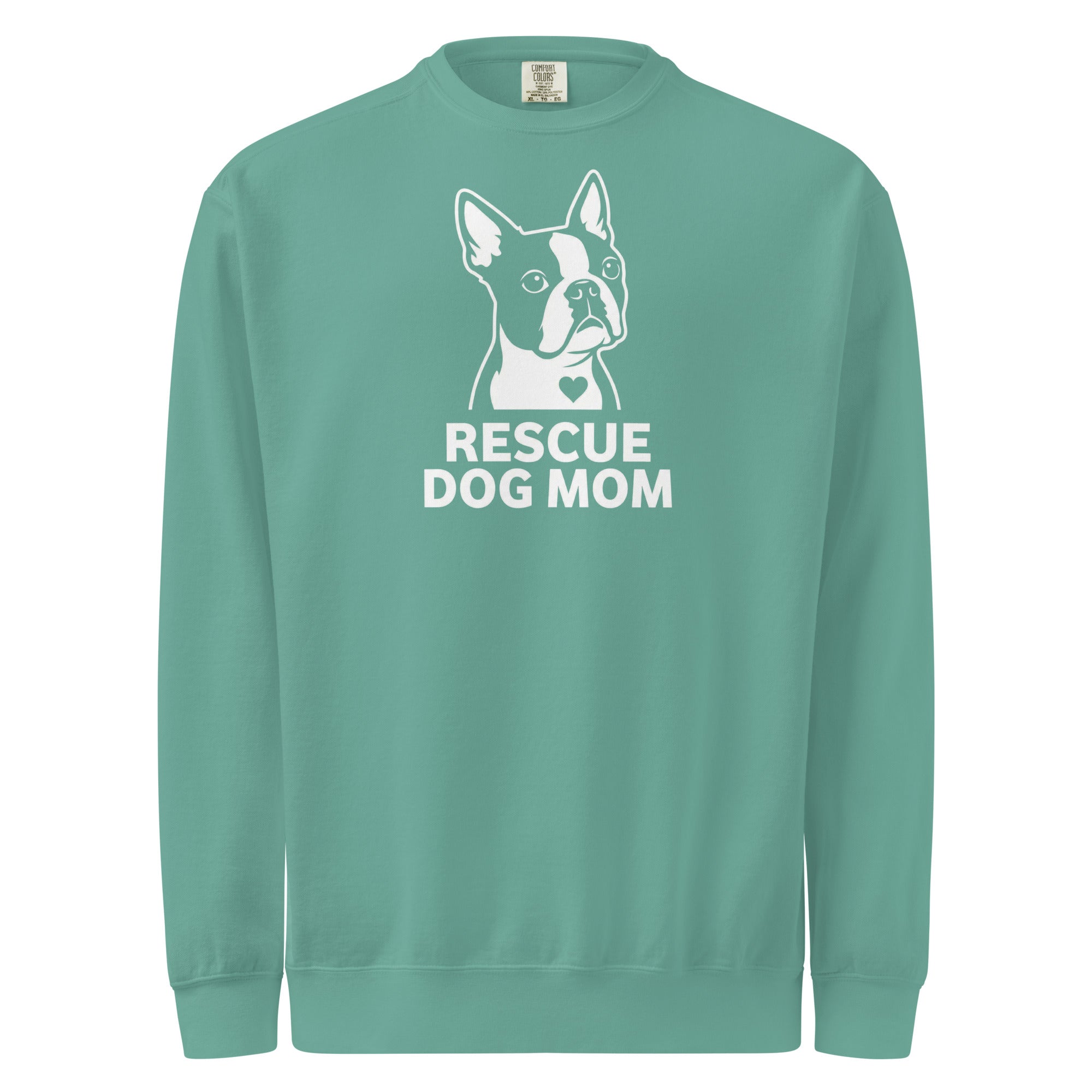 Rescue Dog Mom Garment-Dyed Sweatshirt . Seafoam