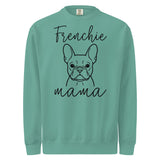 French Bulldog Frenchie Mama Mode Garment-dyed Sweatshirt . Seafoam