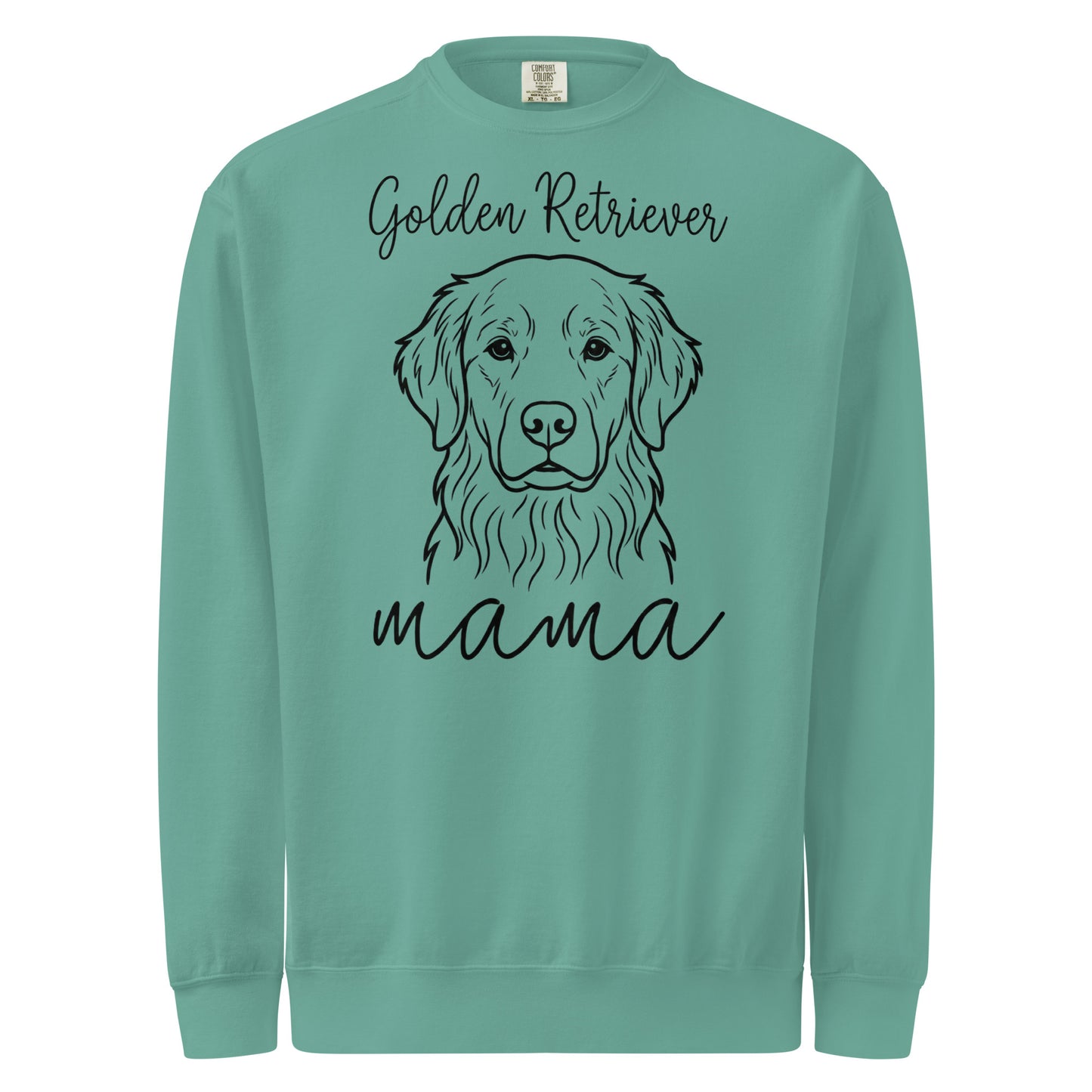 Golden Retriever Mama Mode Garment-dyed Sweatshirt . Seafoam