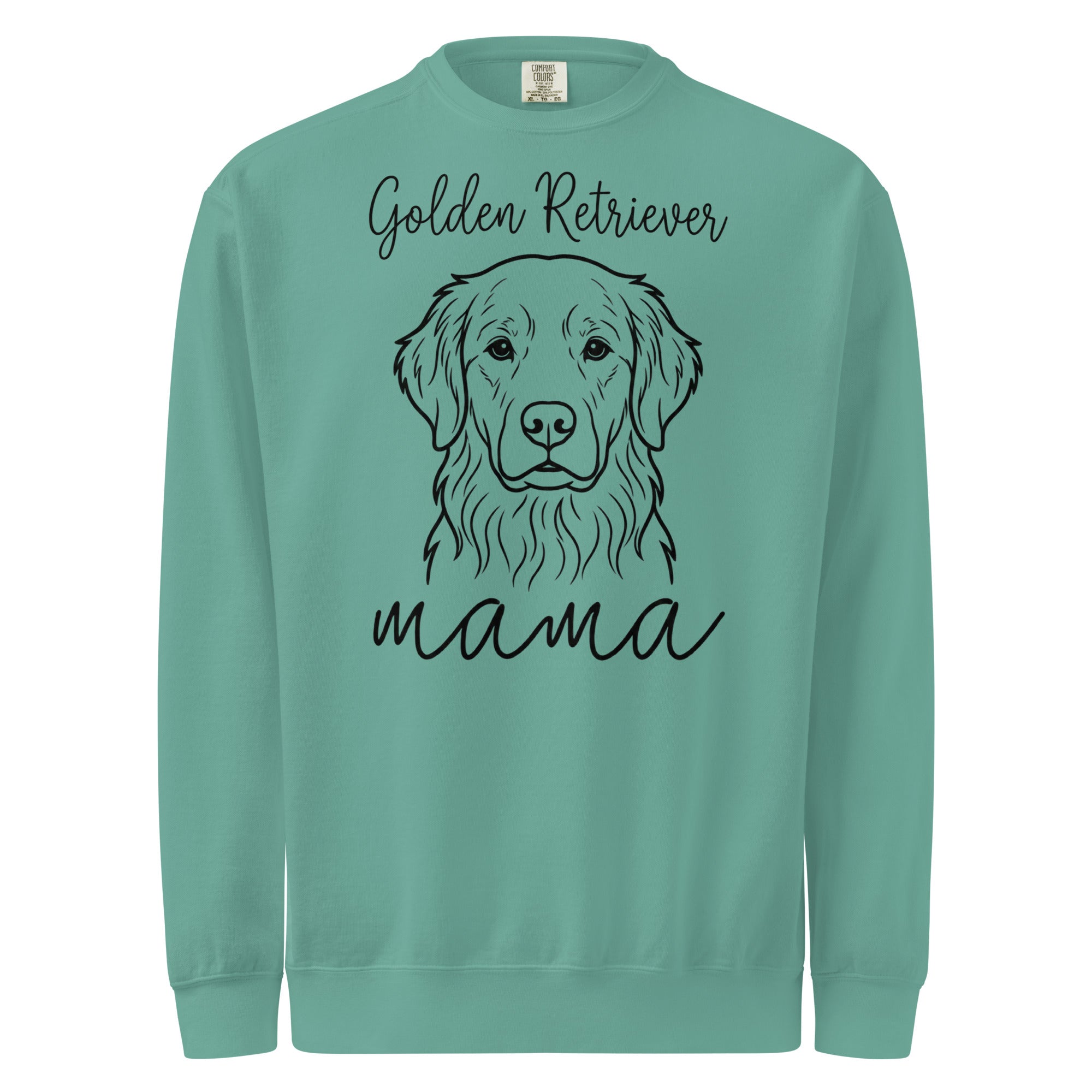 Golden Retriever Mama Mode Garment-dyed Sweatshirt . Seafoam